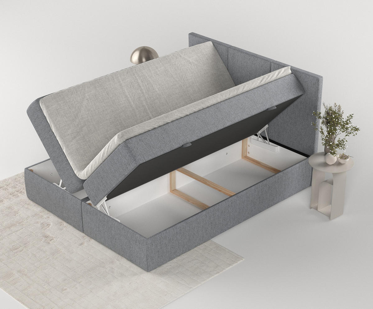 BOXBETT Jonah Grau 120/200 cm im Webstoff - Schwarz/Grau, Holz/Holzwerkstoff (120/200cm) - Maison de Reve