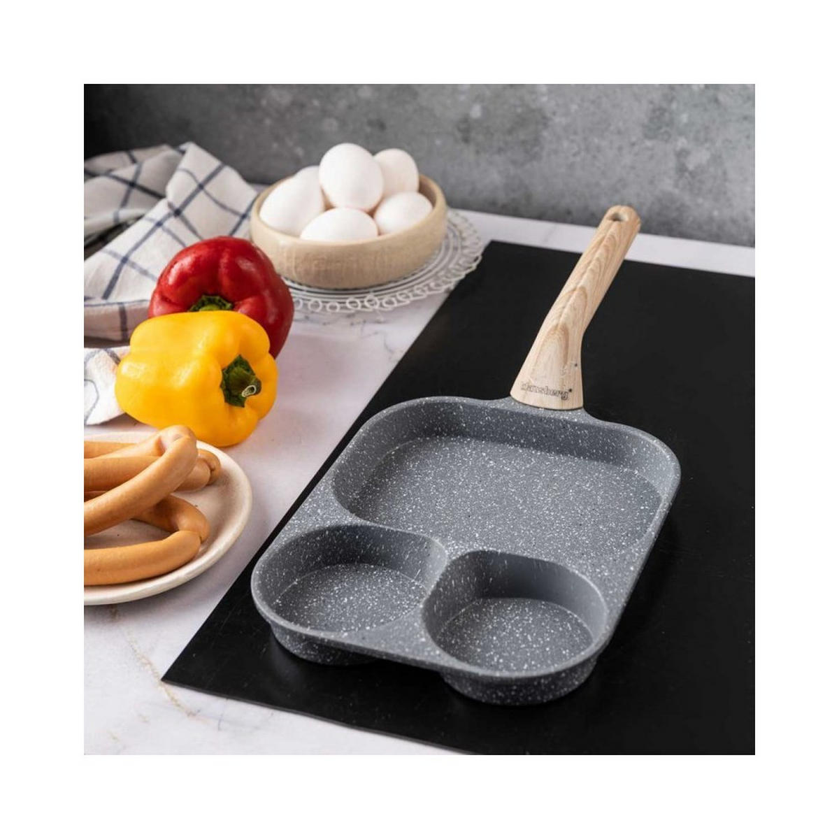 EIERPFANNE aus Marmor KB7828 - Grau, Metall (41/19.2/2.8cm) - Klausberg 