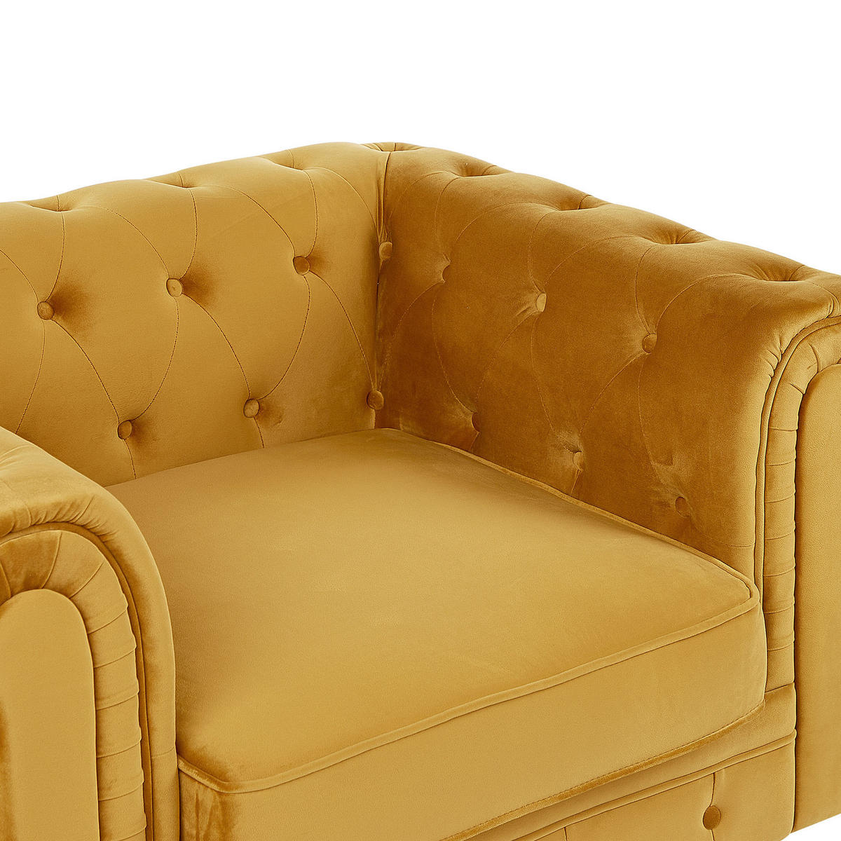SESSEL Samtstoff senfgelb Rautenmuster Chesterfield - Gelb, Textil (110/70/75cm) - Beliani