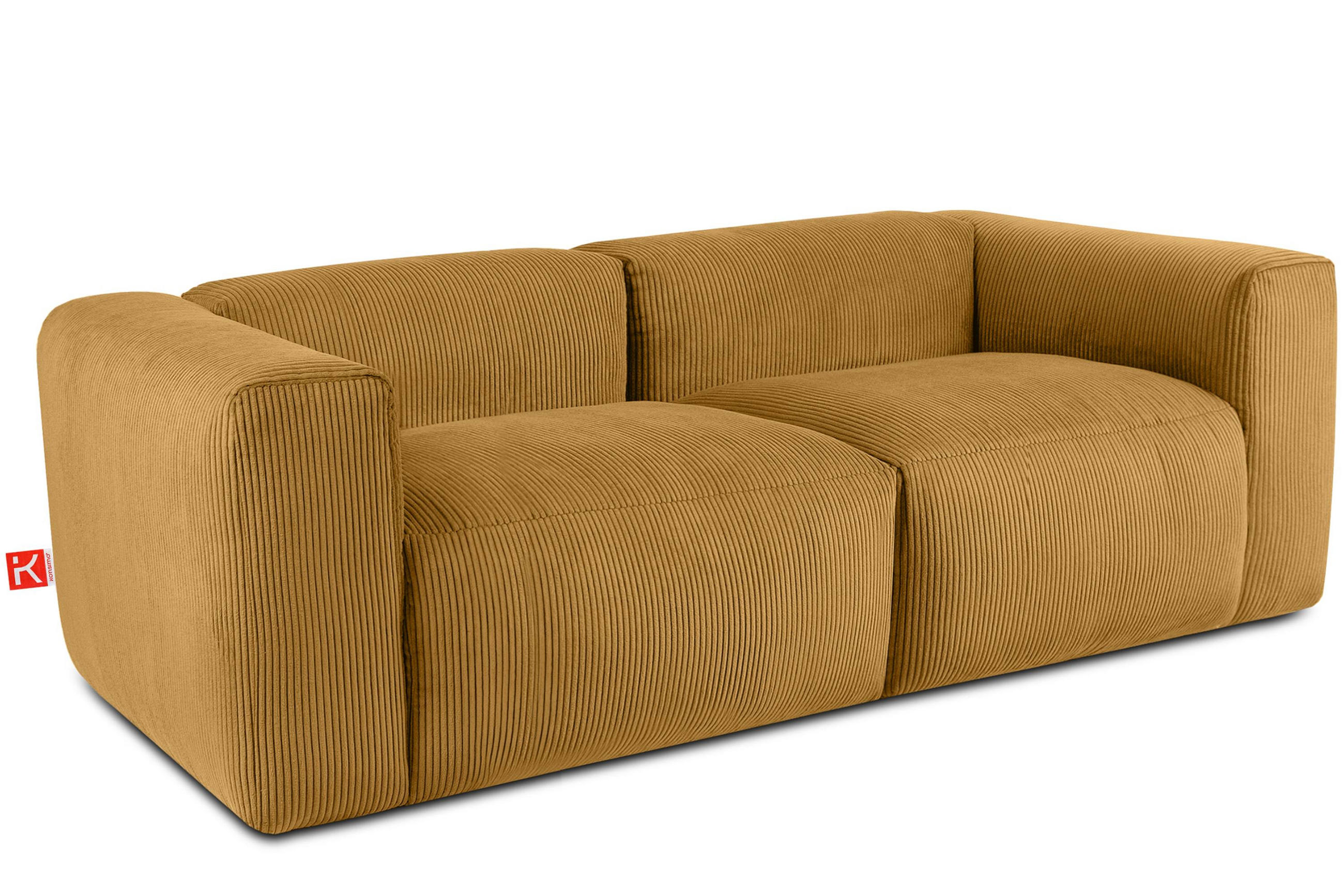 2,5-SITZER-MODULSOFA BUFFO mit extrem weicher und bequemer Sitzfläche, Kordstoff, gelb - Gelb, Textil (250/73/96cm) - KONSIMO®