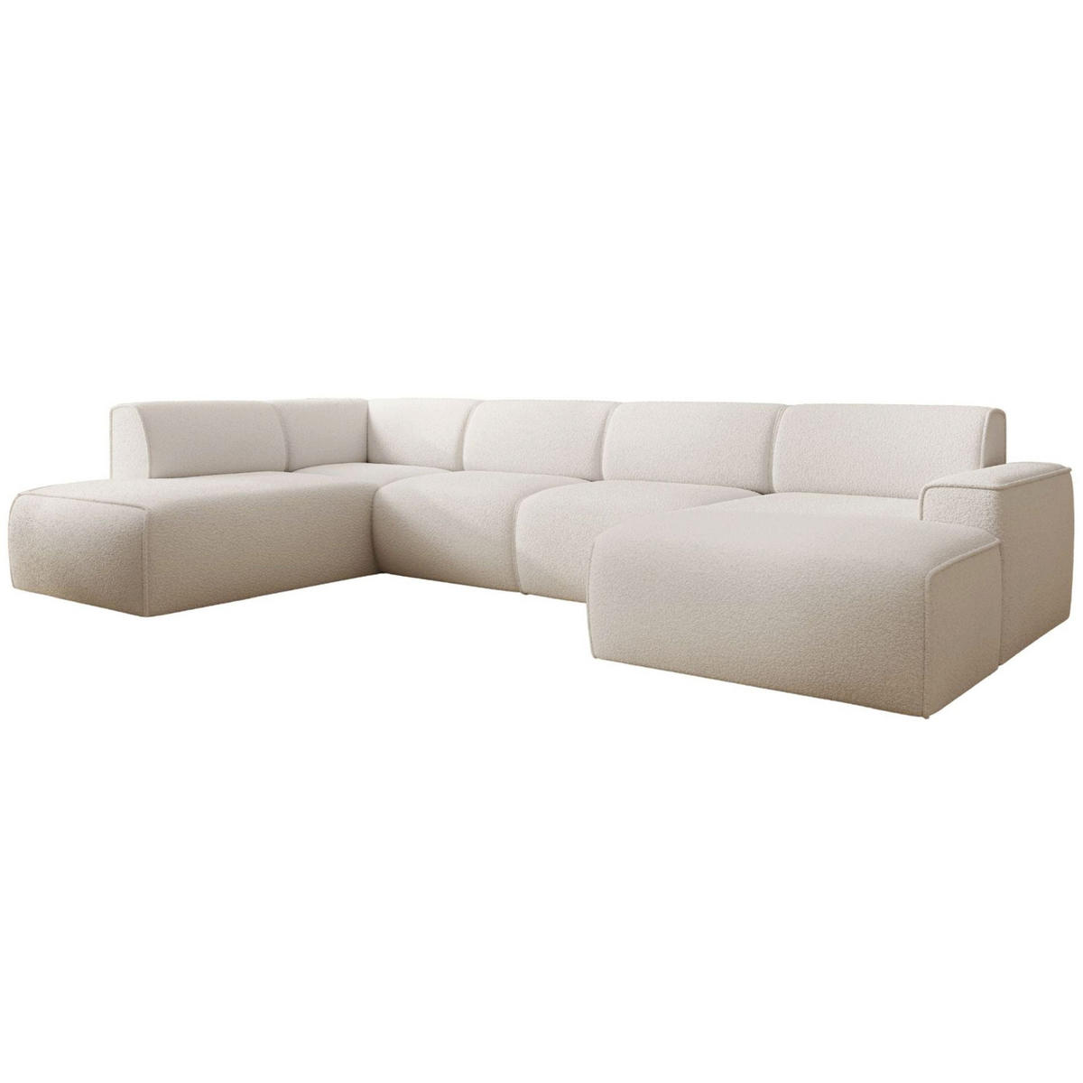 SEDACÍ SOUPRAVA Bouvi krémová, levá - černá/krémová, textil/plast (378/220cm) - Selsey