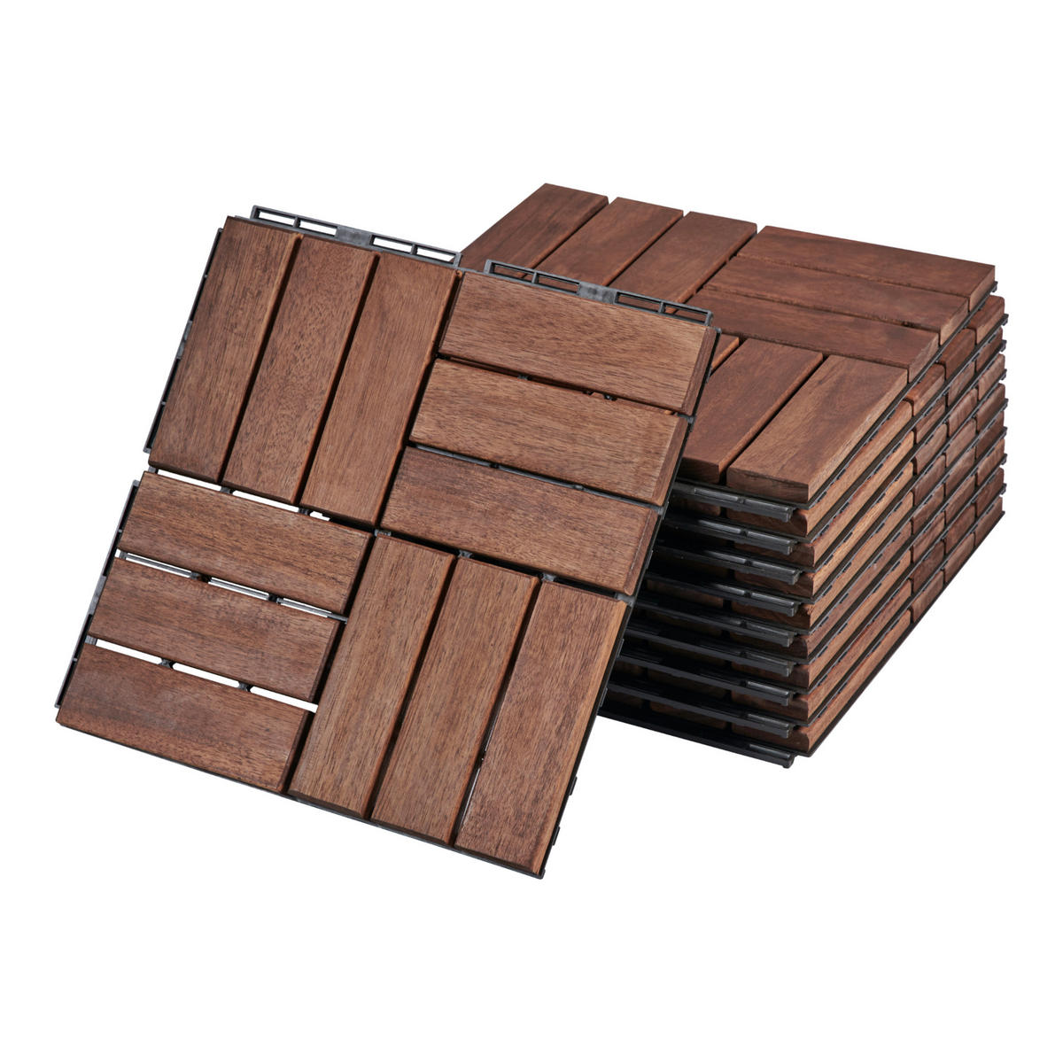 KLICKFLIESEN-SET 10 TLG. Alliste - Braun, Holz (30/30/1.9cm) - casa.pro