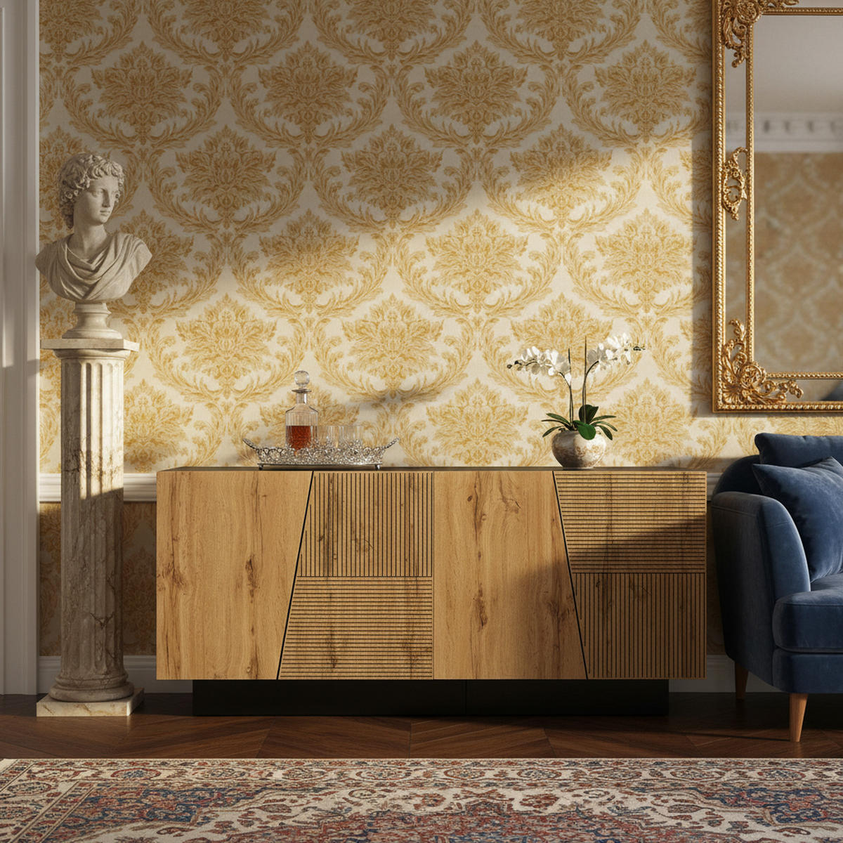 SIDEBOARD 160cm in Schwarz & Eiche-Optik - Walnussfarben, Holzwerkstoff (160/72/40cm) - Urban Meuble