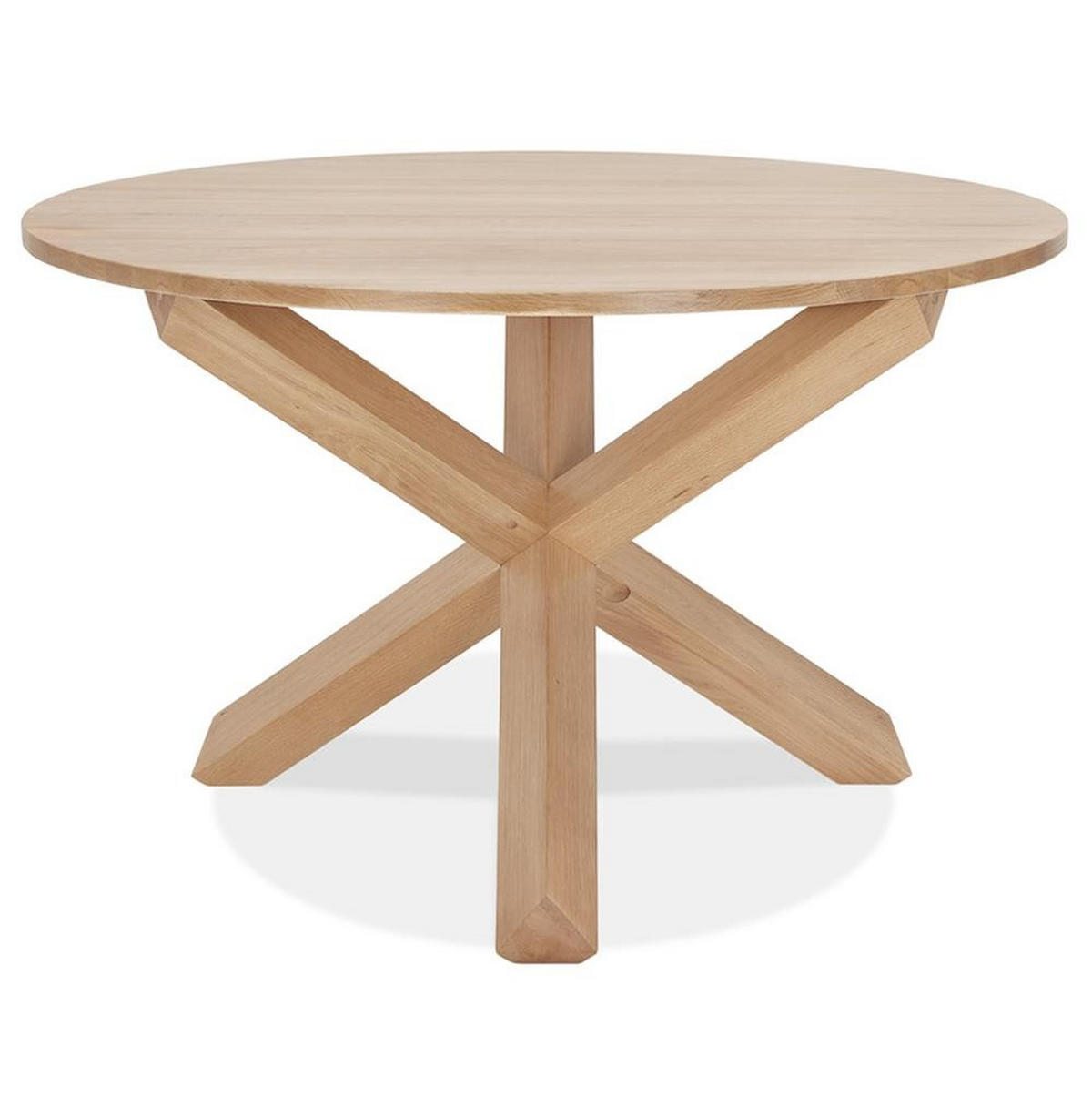 ESSTISCH Rund Massivholz Eiche Skandi-Stil FINAX, Beige 120x120x75 cm - Beige, Eichenholz/Holz (120/120/75cm) - KADIMA DESIGN