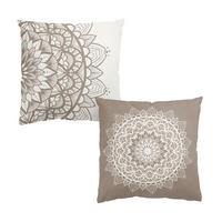 DEKOKISSEN 2er-Set Mandala Illustration shabby Set beige weiß 50/50 cm - Weiß, Textil (50/50cm) - Bilderwelten