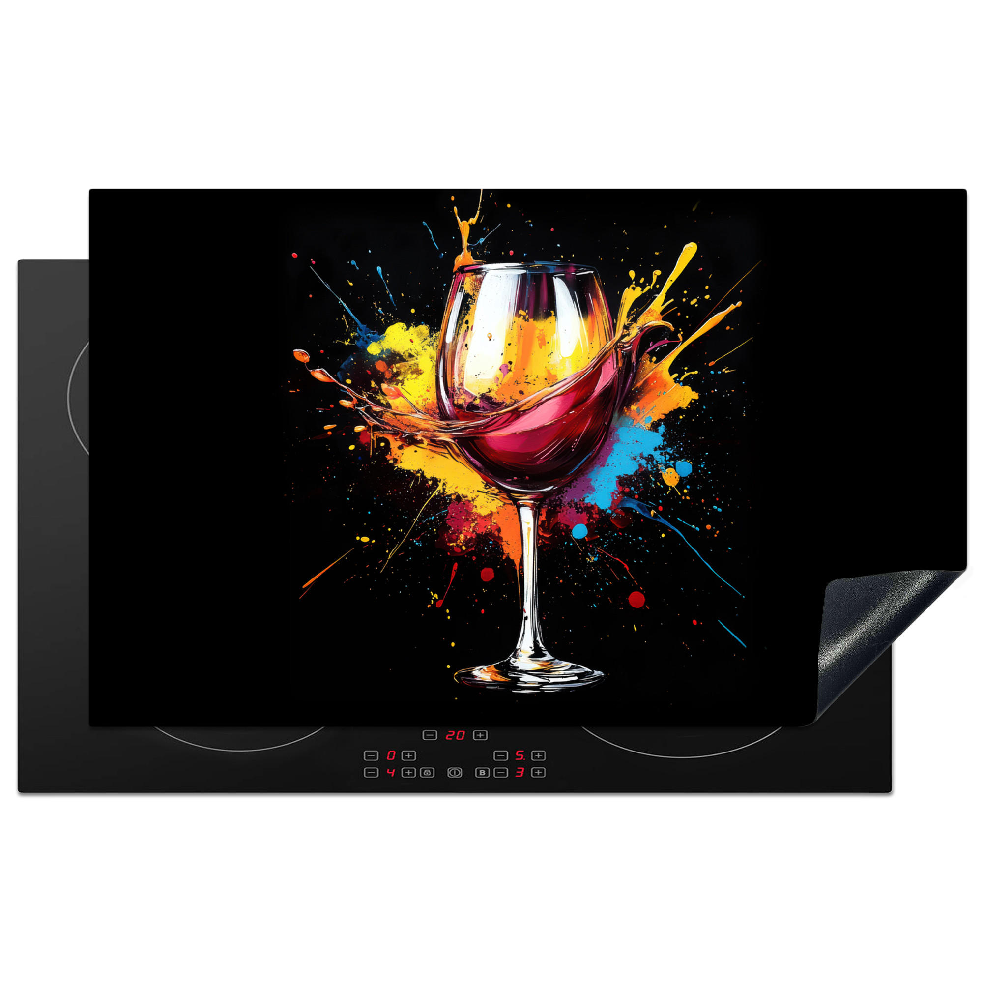 HERDABDECKPLATTE Wein - Glas - Graffiti - Getränk - Rot - Farbe 83x51 cm - Weinrot, Kunststoff (83/0.2/51.5cm) - MuchoWow