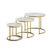 COUCHTISCH-SET Montreal Weiß/Gold 55 x 55 cm 3 Teile - Goldfarben/Weiß, Holzwerkstoff (55/55/44.5cm) - Vicco