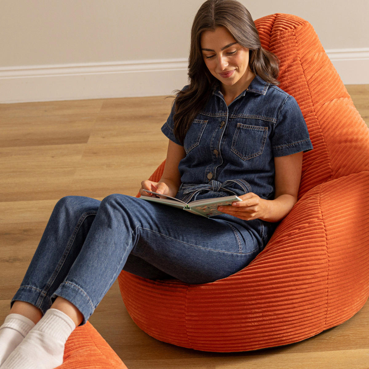 SITZSACK Dalton mit Hocker - Terracotta, Textil (90/73/84cm) - icon