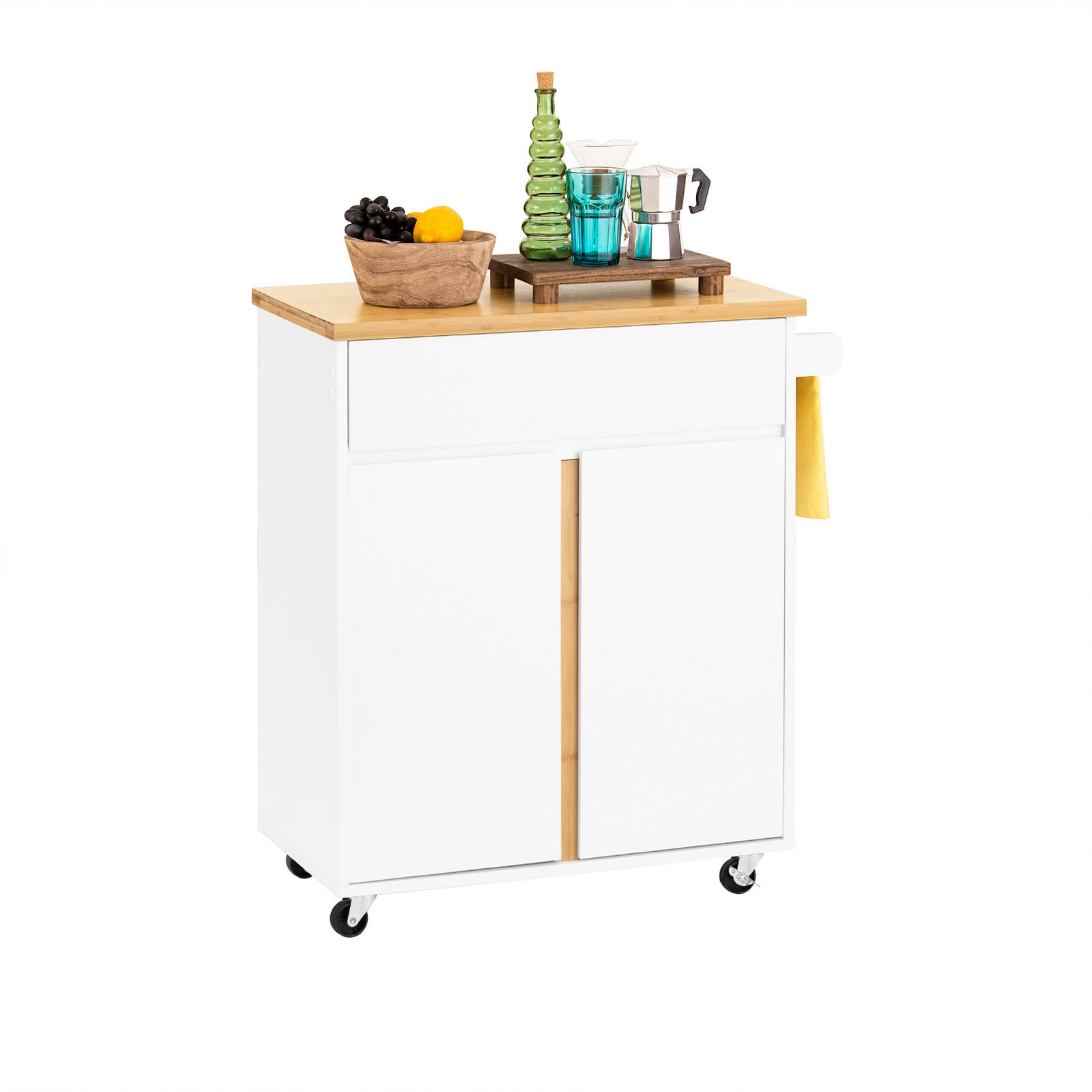 KÜCHENWAGEN Weiß - Weiß, Holz/Holzwerkstoff (74/85/40cm) - SoBuy