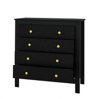 KOMMODE 79/39,5/80,5 cm aus Spanplatte mit 5 strukturierten Schubladen Schwarz - Schwarz, Holzwerkstoff (79/80.05/39.5cm) - Modenvie