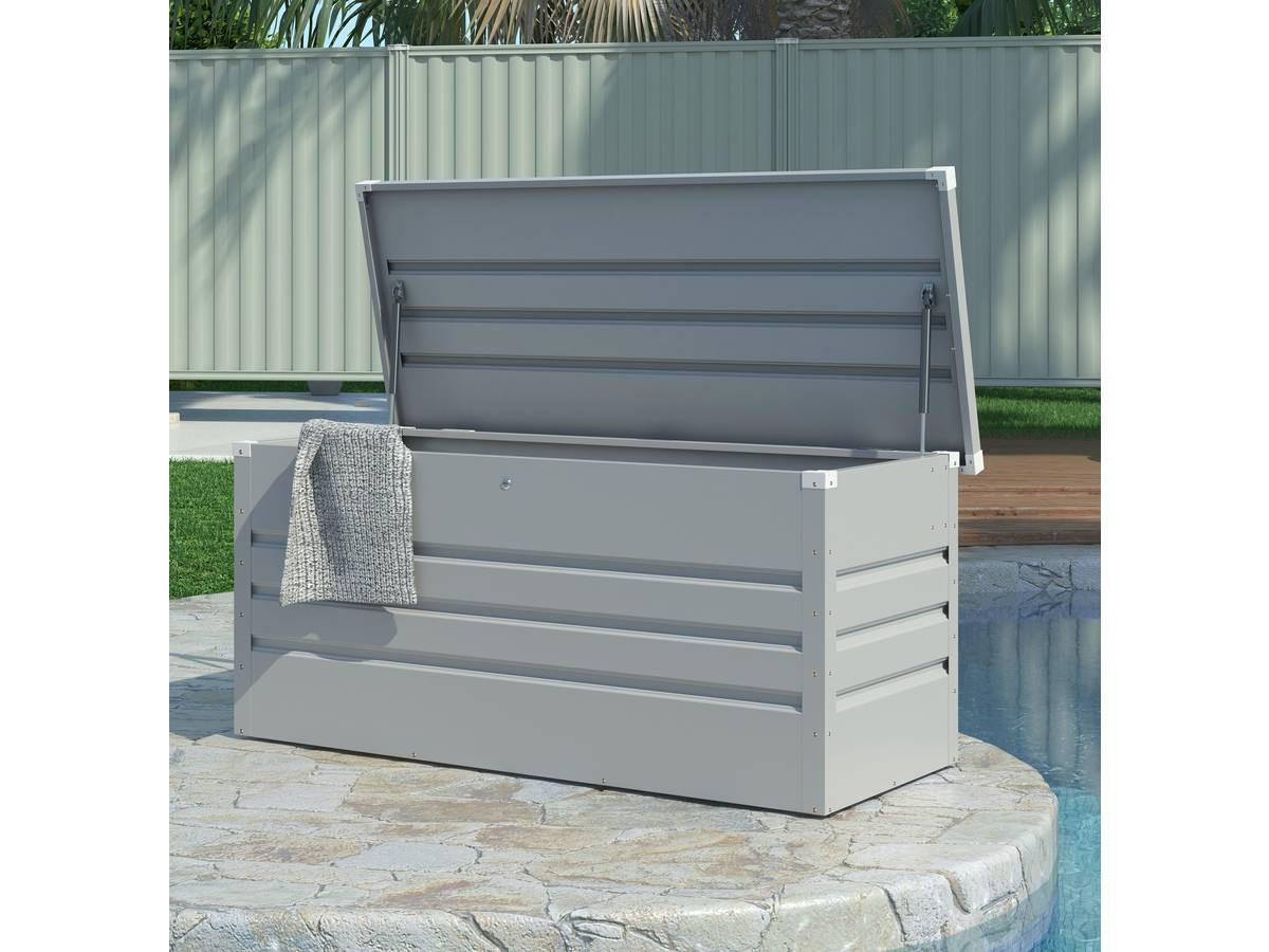 GARTENSCHRANK - GARTENTRUHE store Silber - Grau, Holz (69/60/165cm) - Habitat Garten