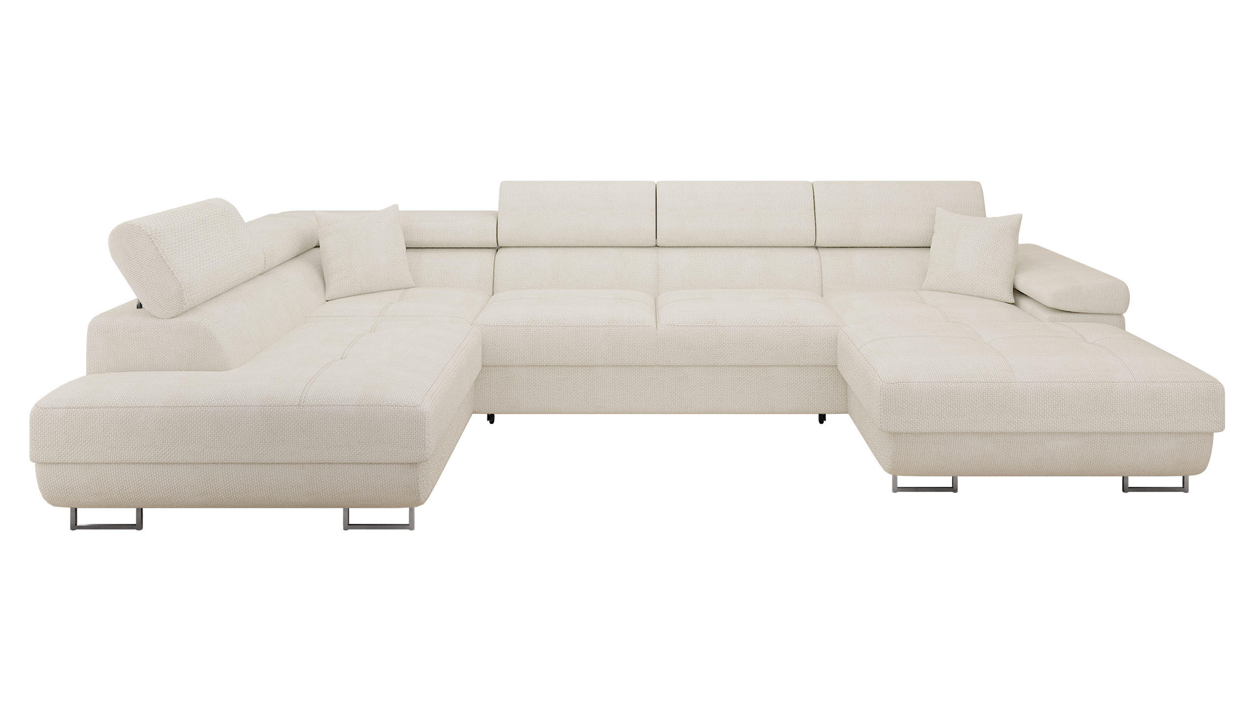 WOHNLANDSCHAFT Torezio Bis, Seite: Links - Ecru, Holz/Textil (346/90/203cm) - MIRJAN24