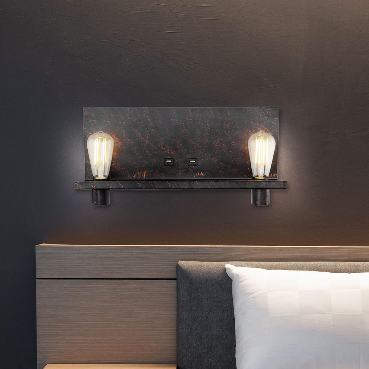 WANDLEUCHTE BAYUDA Schwarz Gold - Schwarz, Metall (48/26/15cm) - Globo Lighting