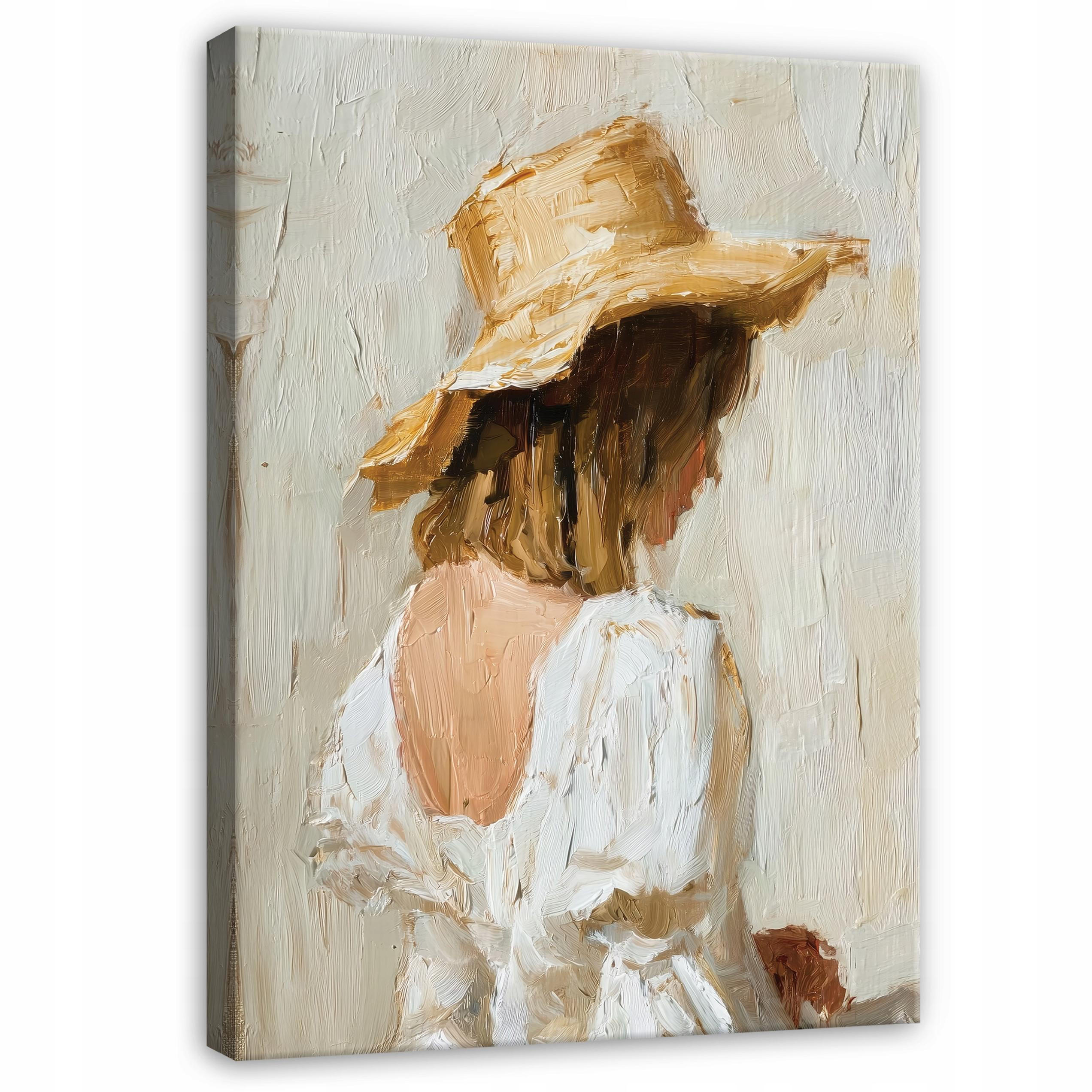Wallarena OBRAZY Dámský klobouk Abstraktní Boho Béžová 100x70