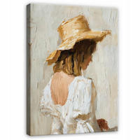 BILDER Frau Hut Abstrakt Boho Beige 60x40 - Multicolor, Holzwerkstoff (40/60cm) - Wallarena