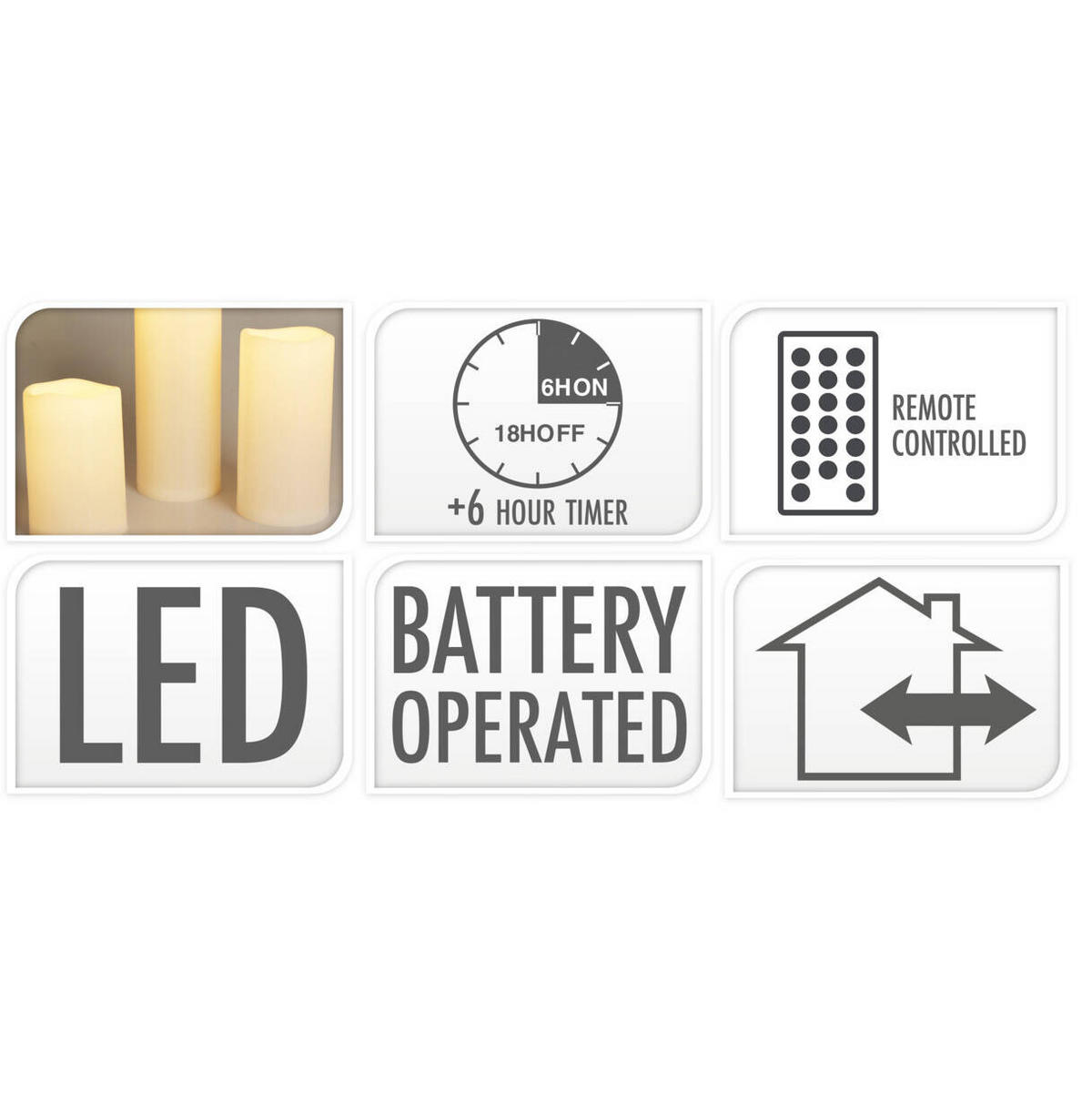 LED-KERZEN Außendekoration 3er-Set - Beige, Kunststoff (10/10/25cm) - Home Styling Collection