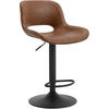 BARHOCKER mit Fußstütze, Kunstleder, Metall, Braun - Schwarz/Braun, Kunststoff/Metall (49/84/49cm) - Woltu