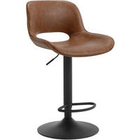BARHOCKER mit Fußstütze, Kunstleder, Metall, Braun - Schwarz/Braun, Kunststoff/Metall (49/84/49cm) - Woltu
