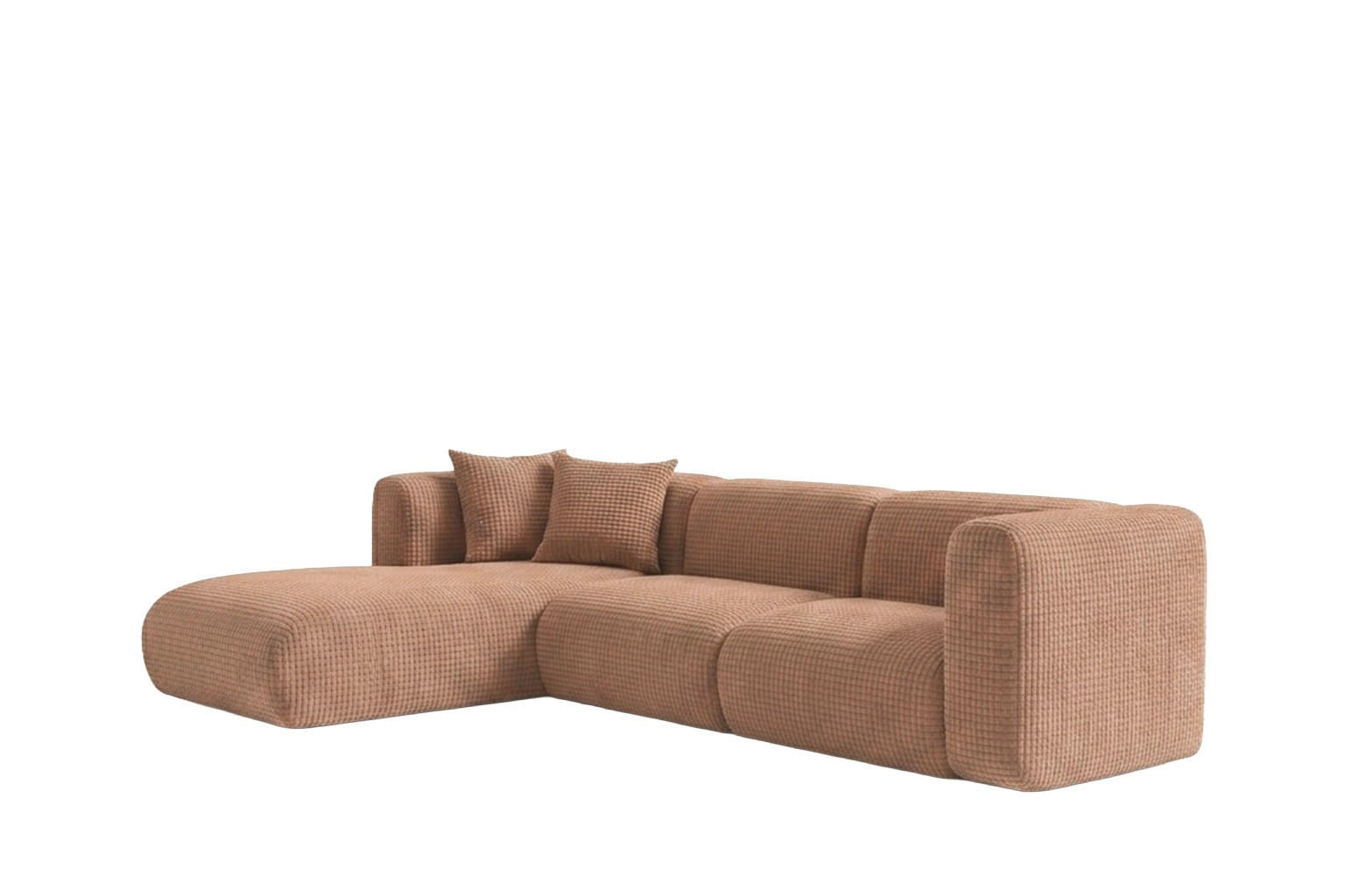 ECKSOFA L-Form, Chenille-Stoff Cremona, Hellbraun, Links, GRETA - Hellbraun, Holz (318/179cm) - Kaiser Möbel