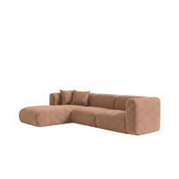 ECKSOFA L-Form, Chenille-Stoff Cremona, Hellbraun, Links, GRETA - Hellbraun, Holz (318/179cm) - Kaiser Möbel