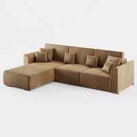 ECKSOFA LUMO L Links Beige Velours-Stoff mit Schlaffunktion und Bettkasten - Beige, Textil (293/195cm) - Barchello