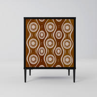 SIDEBOARD BROWN EYES, Schwarz, 57,5x42x72,5 cm, Schwarze Metallfüße - Multicolor/Schwarz, Holzwerkstoff/Metall (57.5/72.5/42cm) - SpaceRebels