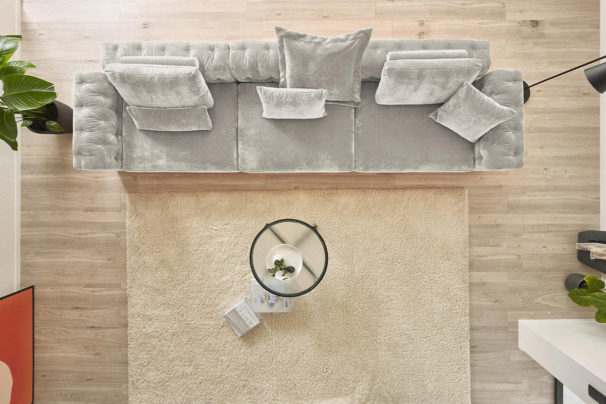 SOFA SITZELEMENT SEPHI Silber Cord - Silberfarben/Schwarz, Kunststoff/Textil (107/39/82cm) - KAWOLA