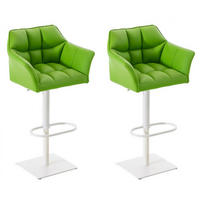 BARHOCKER 2er Set Lederlook Grün - Weiß/Grün, Textil/Metall (64/88/45cm) - CLP