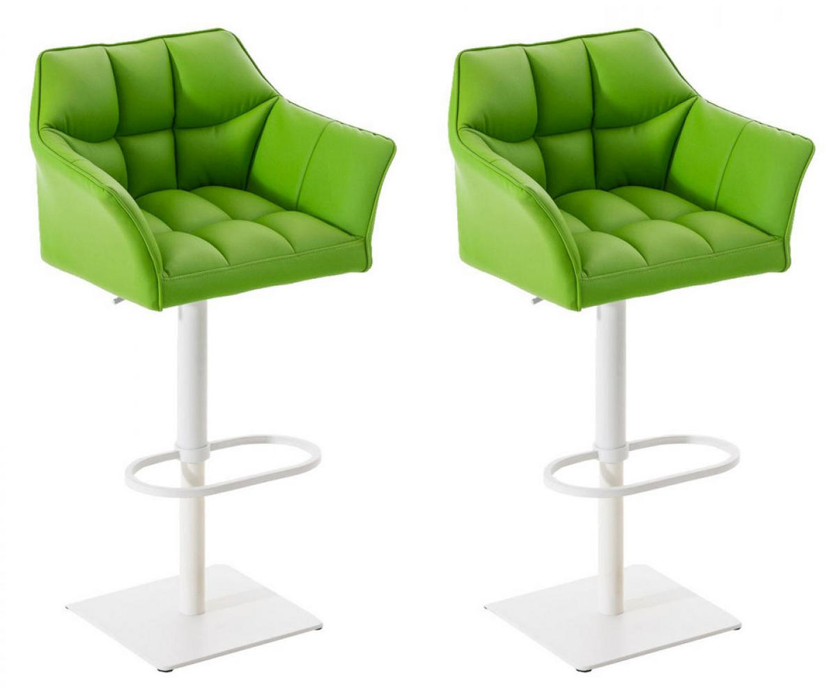 BARHOCKER 2er Set Lederlook Grün - Weiß/Grün, Textil/Metall (64/88/45cm) - CLP