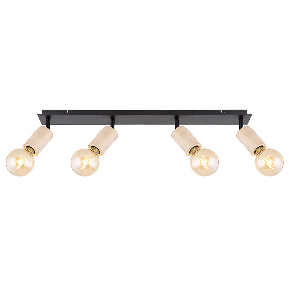 DECKENLEUCHTE Holz Schwarz Matt - Schwarz, Holz (80/10/18cm) - Globo Lighting