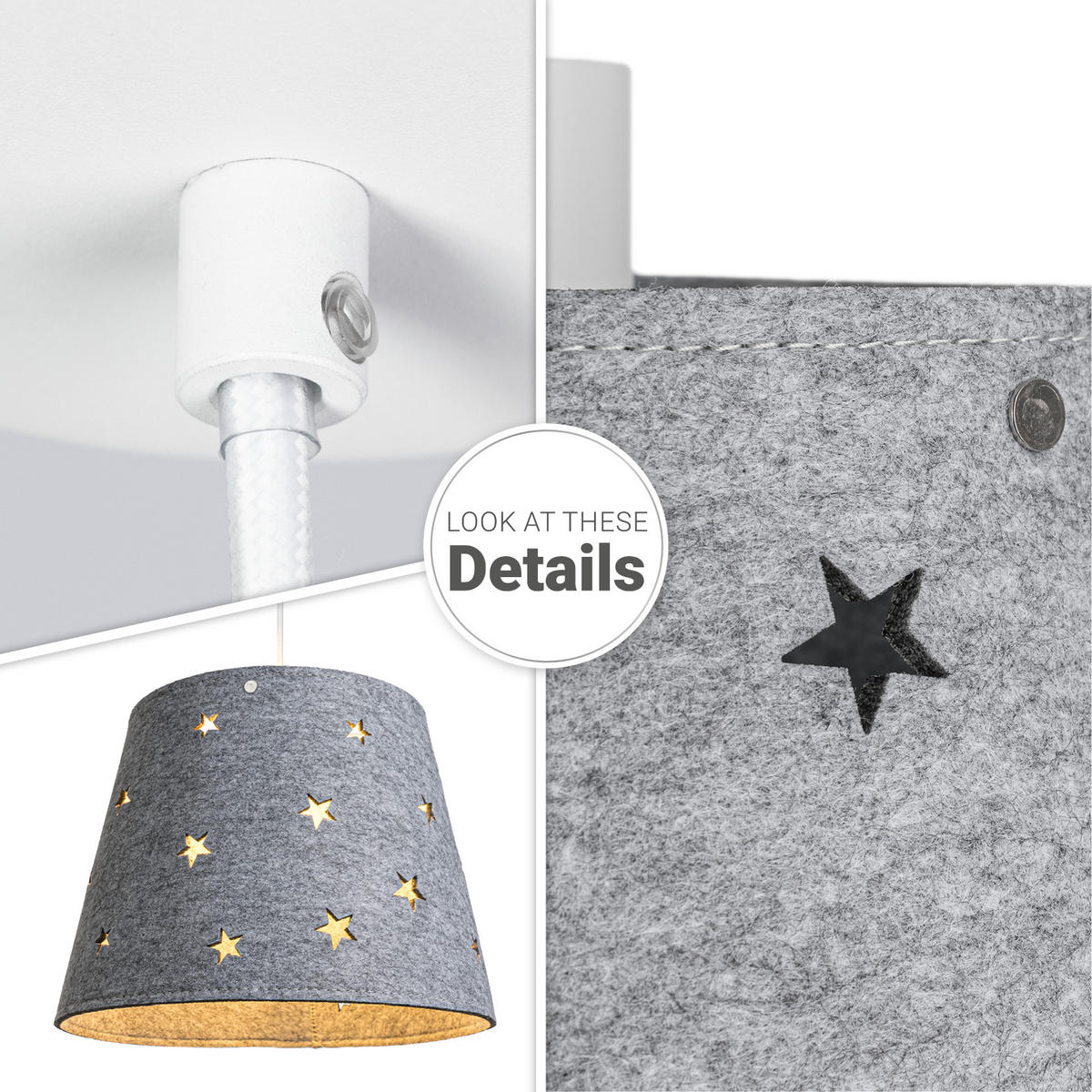 PENDELLEUCHTE Hugo Pd1 Glen - Grau, Metall (33/33/23.9cm) - Paco Home
