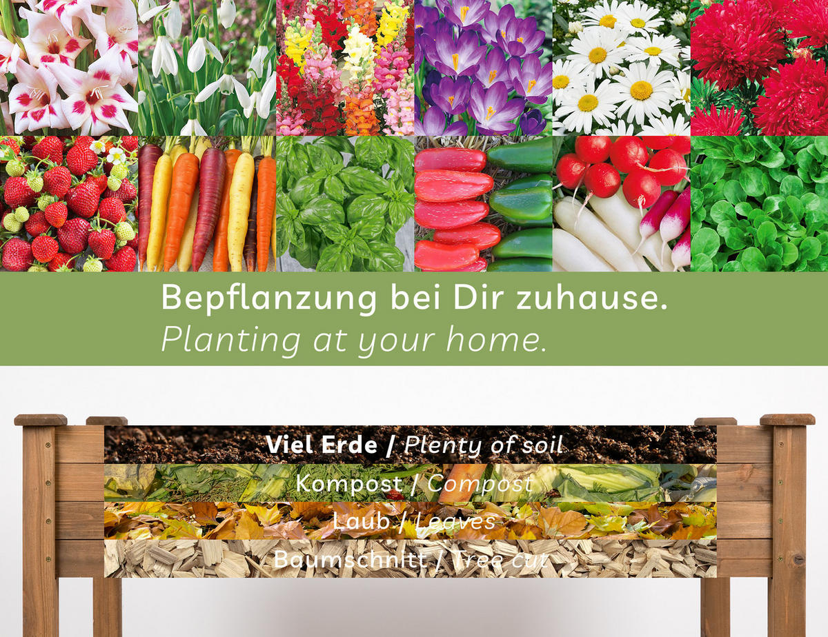HOCHBEET aus Holz für Garten & Balkon, rechteckig mit Vlies-Folie - Braun, Holz (121/75/63cm) - needs&wants