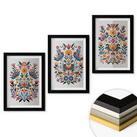 WANDBILDER 3er-Set - 20x30 cm Schwarzer Rahmen - Blumenmuster in intensiven Farben - Schwarz, Kunststoff (20/30cm) - ArtPrintCave