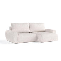 ROHOVÁ SEDAČKA OMARI, textil, Světle béžová - černá/písková barva, dřevo/kompozitní dřevo (253/153cm) - AltaBeds