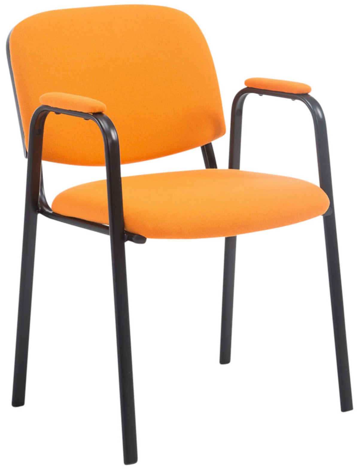 BESUCHERSTUHL 4er Set Stoff orange - Schwarz/Orange, Textil/Metall (53/79/55cm) - CLP