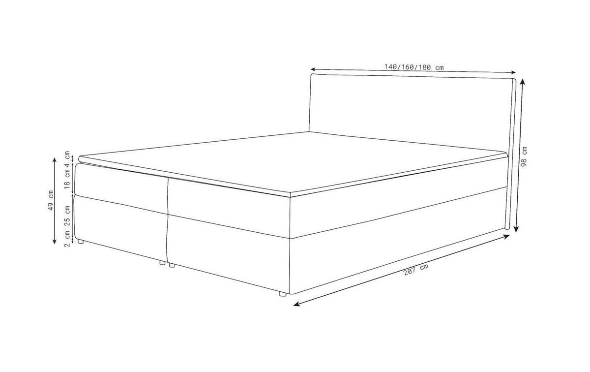 BOXBETT Betty mit Bettkästen und Matratze H2/H3 140 x 200 cm - Grau, Holzwerkstoff (140/200cm) - VENASI MÖBEL