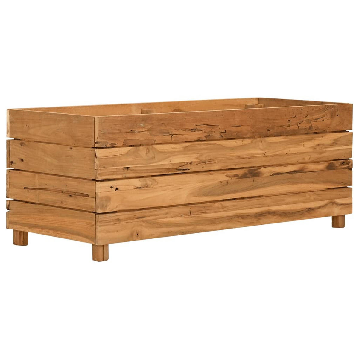 HOCHBEET 100x40x38 cm Teak Altholz und Stahl - Braun, Holz (100/38/40cm) - furnicato