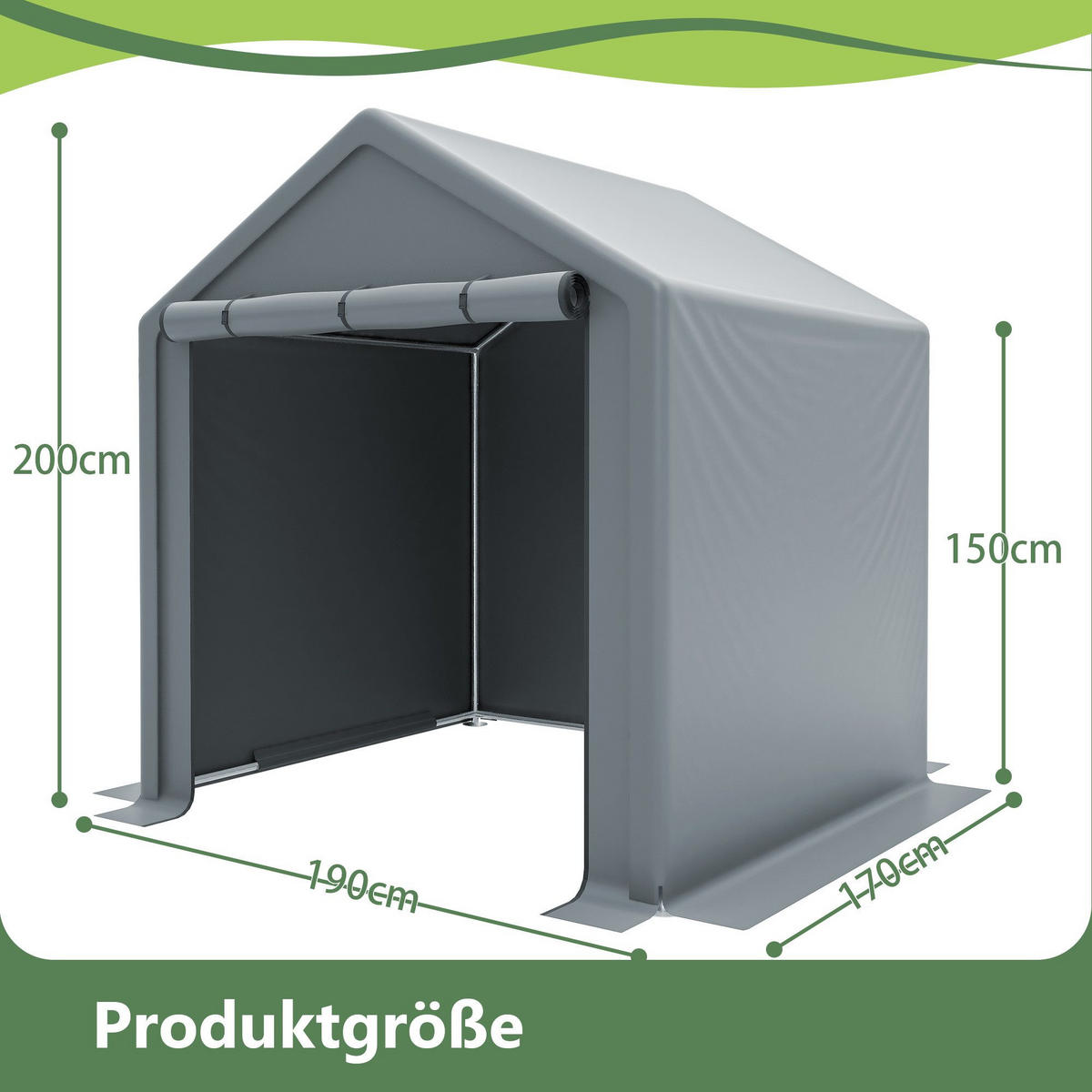 FAHRRADGARAGE, Reißverschlusstür Lagerzelt - Silberfarben, Metall (170/200/190cm) - Gisaae