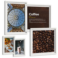 BILDER SET 5er Set - 50x50 cm & 20x30 cm & 40x60 cm Weißer Rahmen - Italienische Frühstückskaffeebohnen - Weiß, Kunststoff (40/60cm) - TULUP