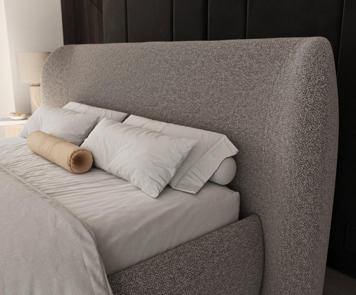 POLSTERBETT Bellano mit Stauraum 160/200 cm Beige im Bubble Stoff - Beige/Schwarz, Holz/Holzwerkstoff (160/200cm) - AltaBeds