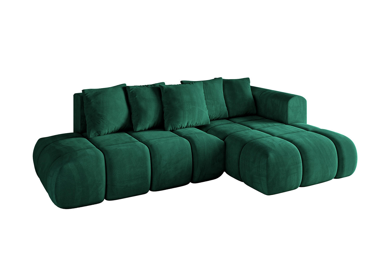 ECKSOFA Ottomane Rechts CLOUD-L-v1 289x180x40 Dunkelgrün Velours - Dunkelgrün, Holzwerkstoff/Kunststoff (289/180cm) - ALTDECOR