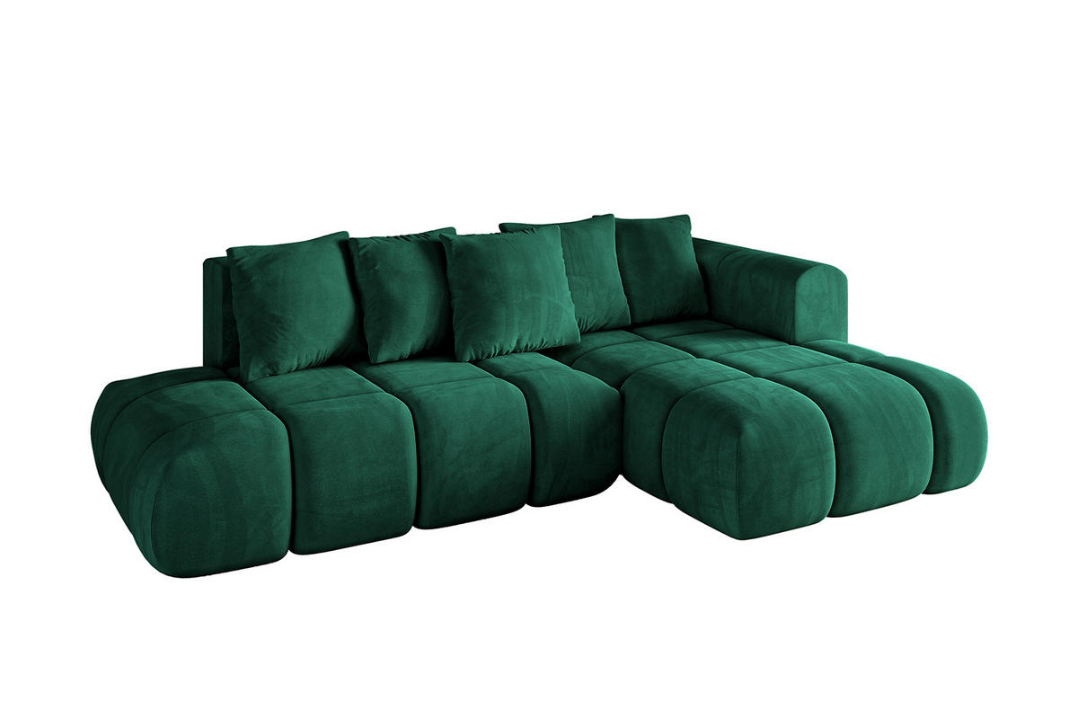 ECKSOFA Ottomane Rechts CLOUD-L-v1 289x180x40 Dunkelgrün Velours - Dunkelgrün, Holzwerkstoff/Kunststoff (289/180cm) - ALTDECOR