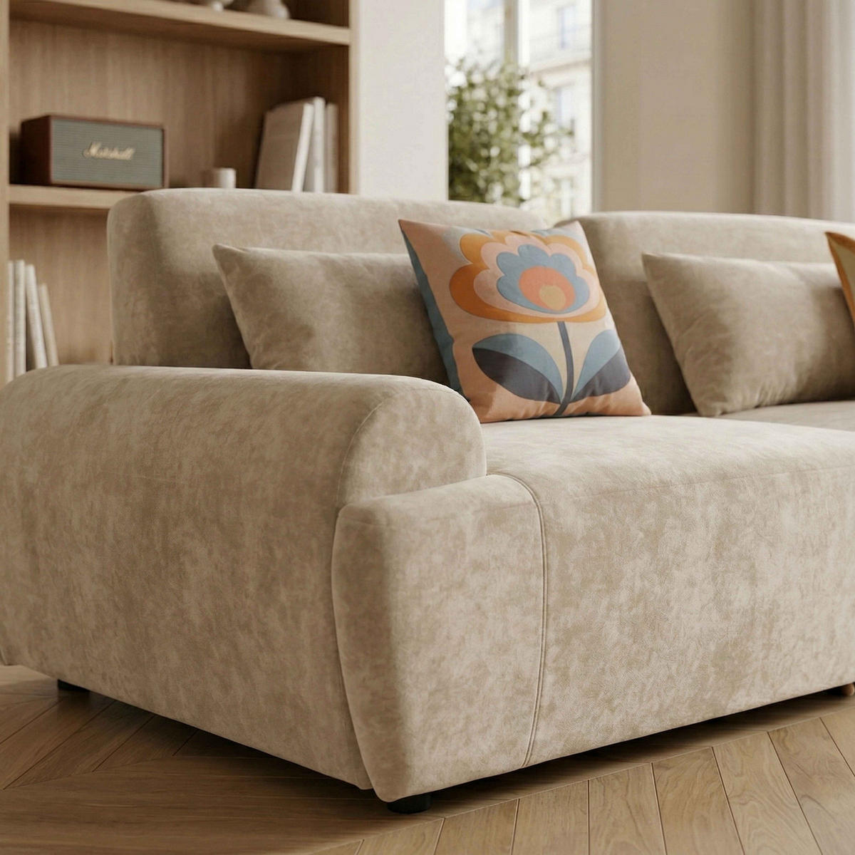 SOFA 2-Sitzer, Ekru - Weiß, Textil (218/82/109cm) - Oviala