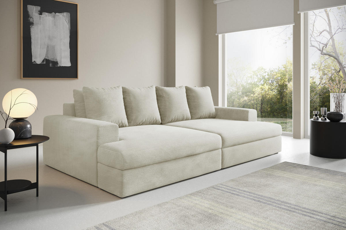 SOFA 4-Sitzer Cord beige - Beige, Textil (167/42/272cm) - Furnisell