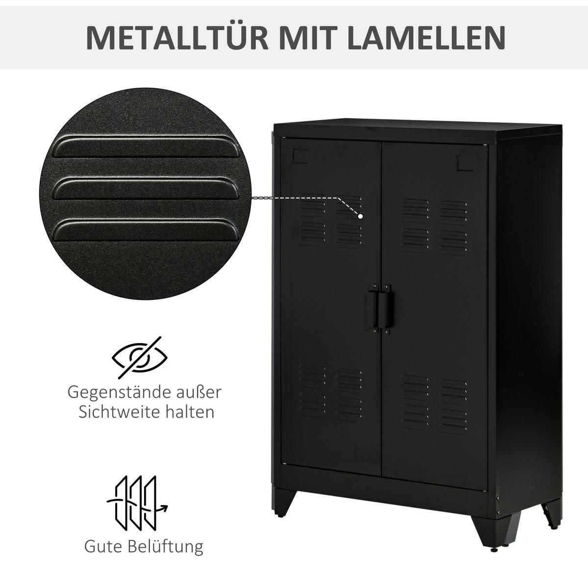 SIDEBOARD, Aktenschrank, Schwarz - Schwarz, Metall (33/110/75cm) - HOMCOM