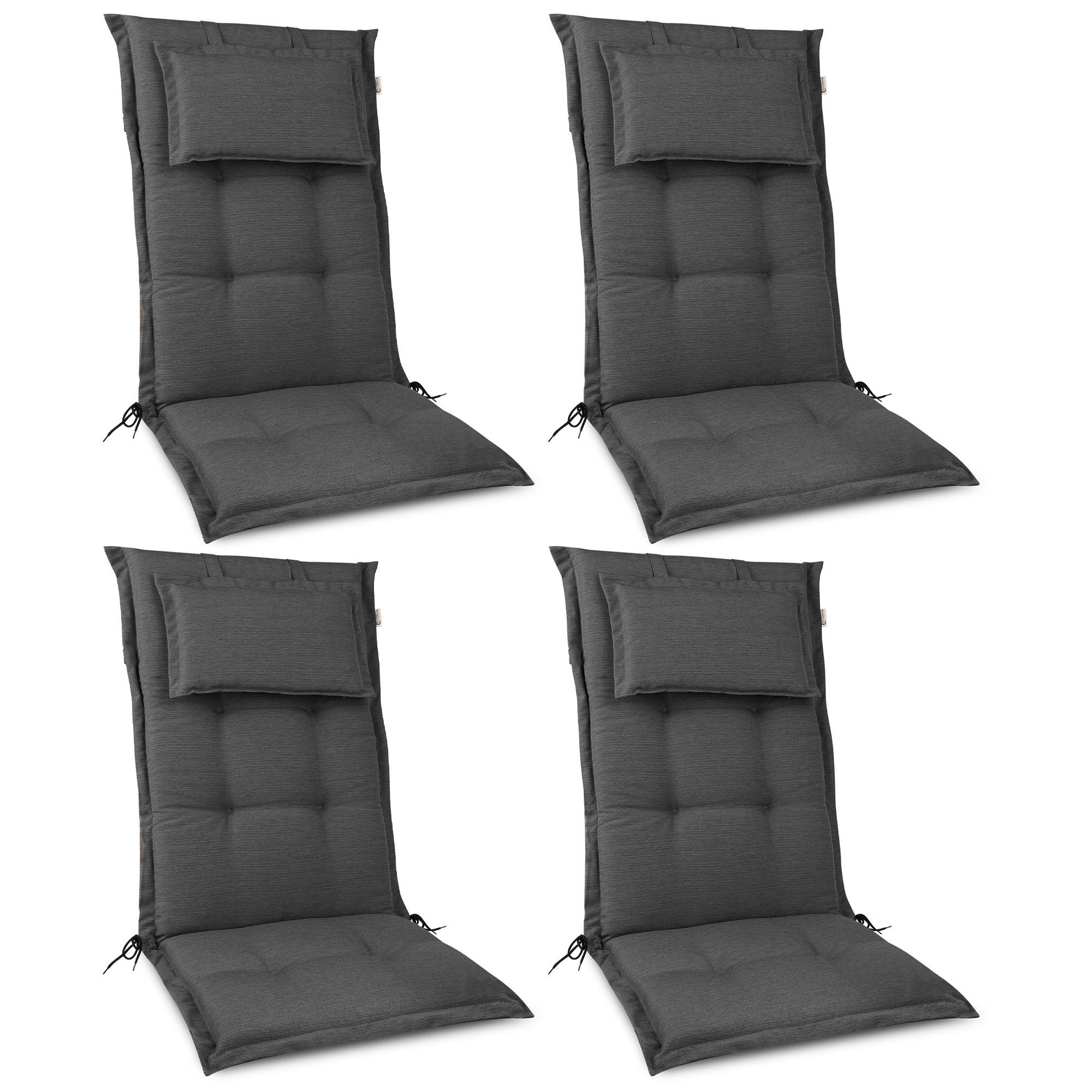 HOCHLEHNERAUFLAGE HighLux HL 120/52/7cm Anthrazit 4tlg - Anthrazit, Textil (52/7/120cm) - Beautissu 