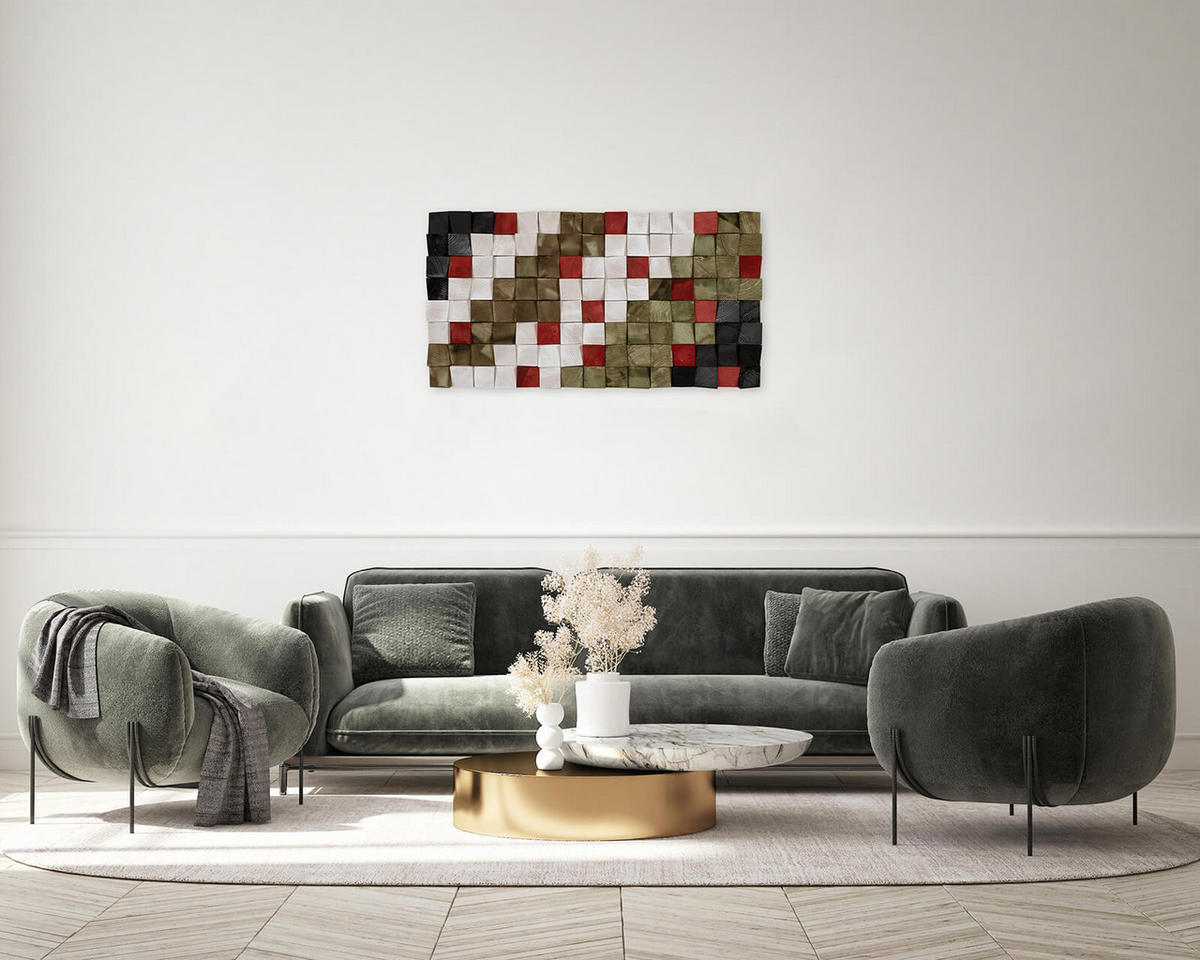 HOLZBILD Grün 102/55 cm - Weiß/Grün, Holz (6.5/55cm) - KUNSTLOFT