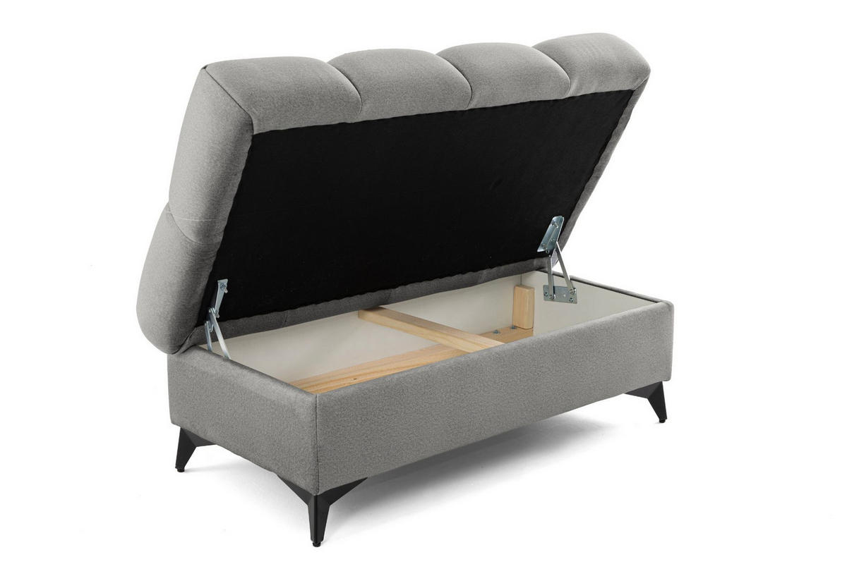 POUF PUDDING 110 x 60 cm Velours Grau - Schwarz/Grau, Holz/Textil (110/43/60cm) - Muffo