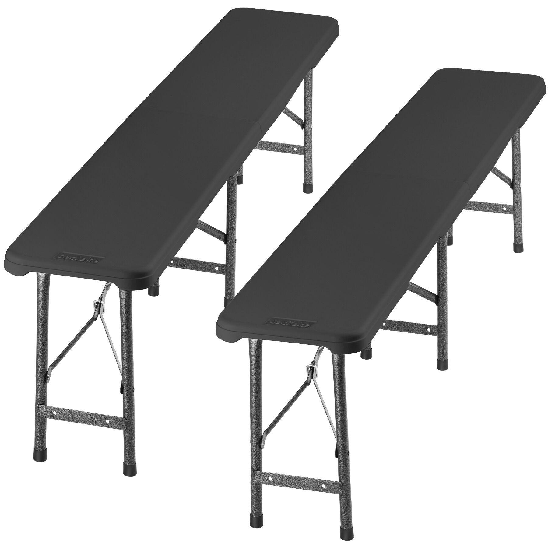 CAMPINGKLAPPBANK 2er Set Panja, gummierte Tragegriffe, anthrazit - Anthrazit, Kunststoff (180/42/27.5cm) - tectake