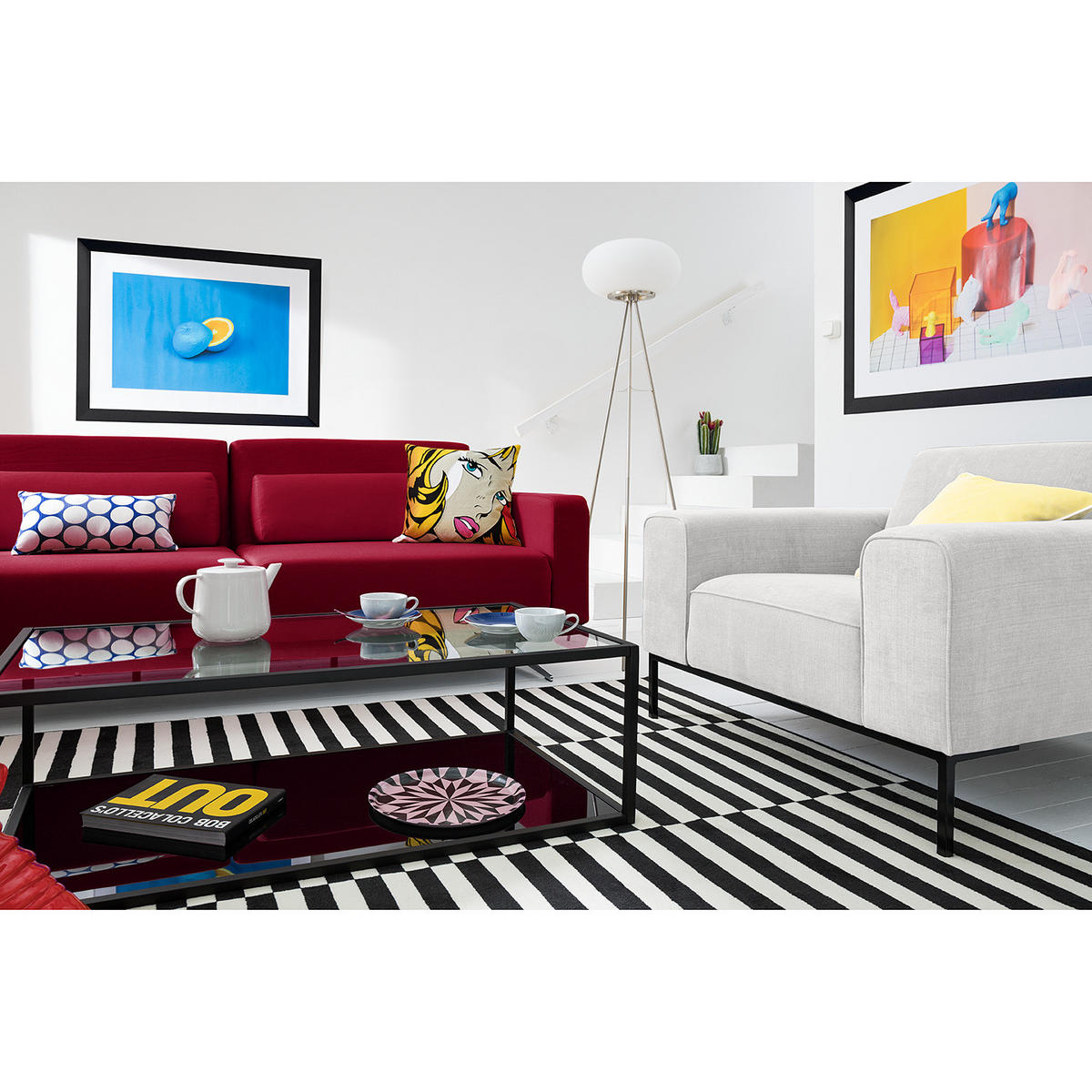 SESSEL - Webstoff - Schwarz/Weiß, Textil (102/77/93cm) - home24